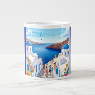 Grande Tasse Santorin avec belle vue romantique, Grec