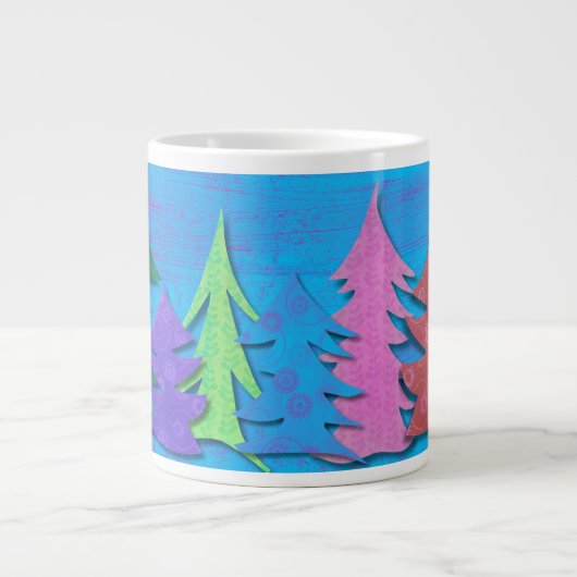 Grande Tasse Sapin de Noël Forêt Colorée (Devant)