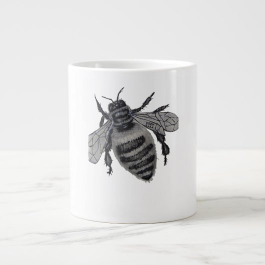 Grande Tasse Save the Bees: Realistic Hand-Drawn Honey Bee Art (Devant)
