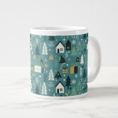 Grande Tasse Scandinavian Merry Christmas Tree Winter Snow (Devant droit)