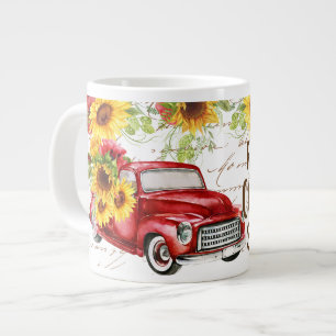 Grande Tasse Scène de campagne vibrante avec camion, Tournesols