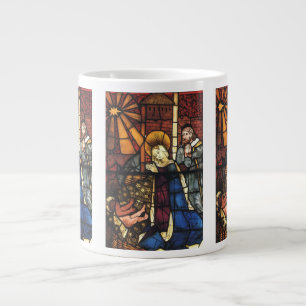 Grande Tasse Scène de Noël vintage de la Nativité en verre tein