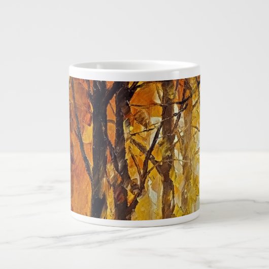 Grande Tasse scène forestière dans les tons d'automne doré (Devant)