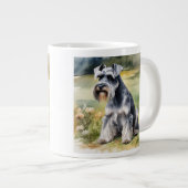 Grande Tasse Schnauzer miniature dans le jardin - Aquarelle (Devant droit)