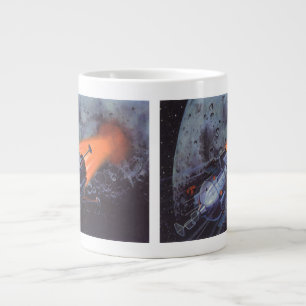 Grande Tasse Science-fiction vintage, fusée lunaire décollant