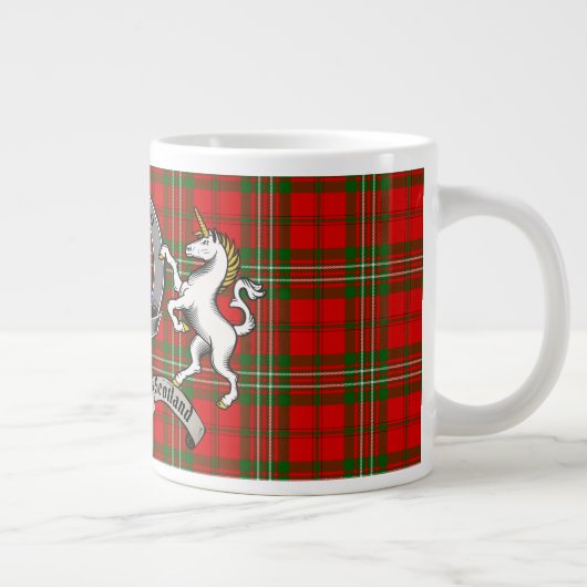 Grande Tasse Scott Clan Badge avec Tartan et Unicorn (Droite)