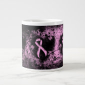 Grande Tasse Sensibilisation rose Ruban Grunge Coeur (Devant)