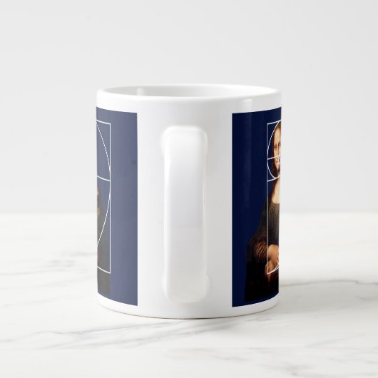 Grande Tasse Séquence Leonardo da Vinci Mona Lisa Fibonacci (Dos)