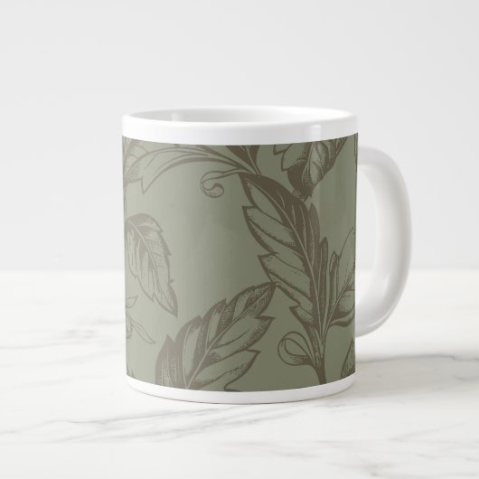 Grande Tasse Serene Sage Green | État botanique gras feuillet (Devant droit)