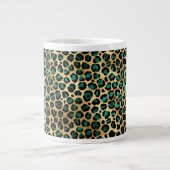 Grande Tasse Série Teal et Or Léopard Design 14 (Devant)