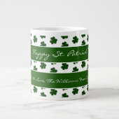 Grande Tasse Shamrock Clover Motif texte personnalisé St. Patri (Devant)