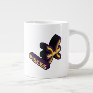 Grande Tasse Signe du zodiaque Poissons et conception de texte