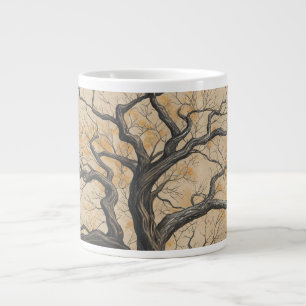 Grande Tasse Silhouette d'arbre automnal d'humeur rétro Art de