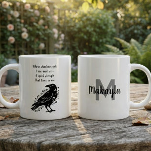 Grande Tasse Silhouette de corbeau onyx lunatique poétique