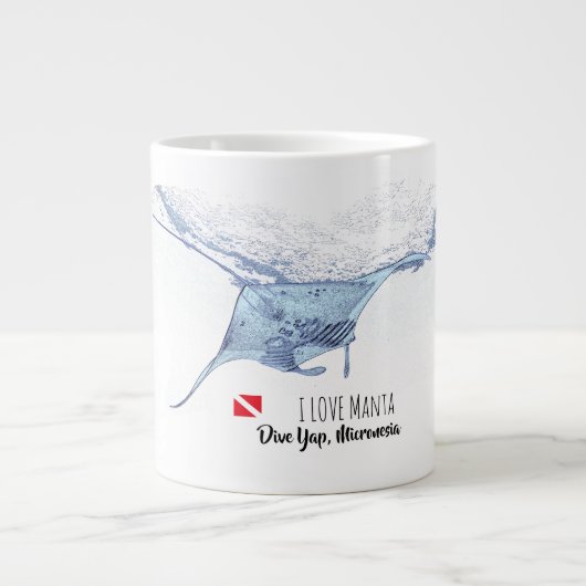 Grande Tasse Silhouette de Manta ray (Devant)