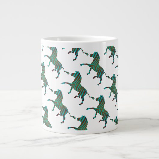 Grande Tasse Silhouette d'impression Brown et Turquoise Zebra (Devant)