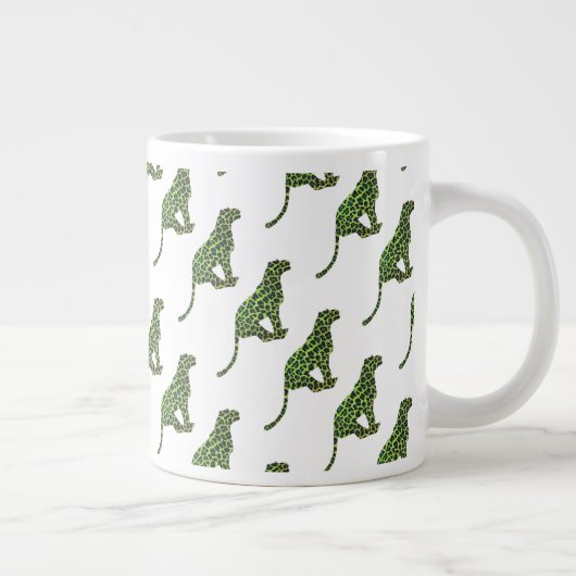 Grande Tasse Silhouette léopard noir et vert (Droite)
