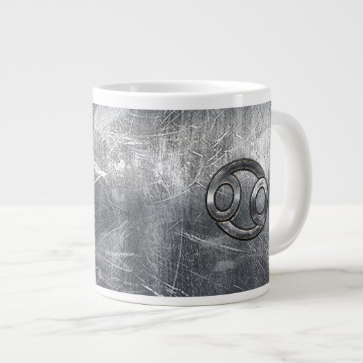 Grande Tasse Silver Grey Cancer Zodiac Se connecter Style désor (Devant droit)