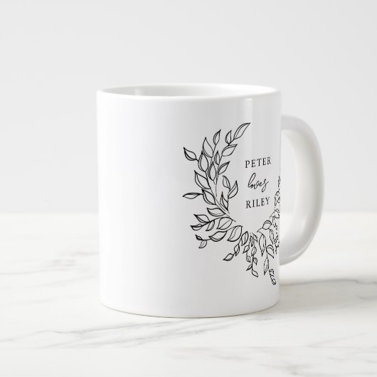 Grande Tasse Simple Logique Script Botanique Wreath Couples (Devant droit)