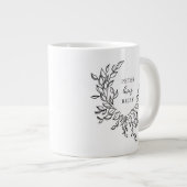 Grande Tasse Simple Love Script Couronne Botanique Couples (Devant droit)
