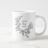 Grande Tasse Simple Love Script Couronne Botanique Couples (Droite)