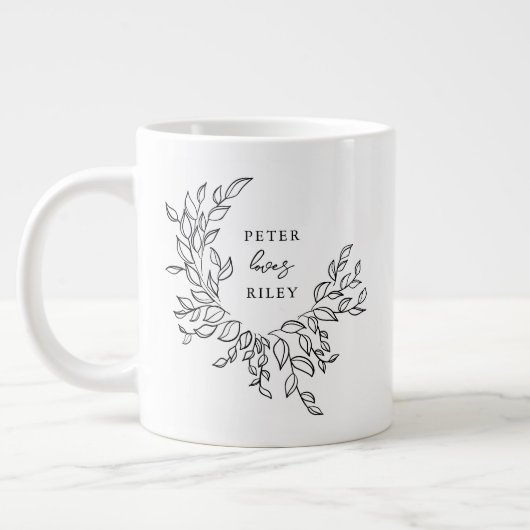 Grande Tasse Simple Love Script Couronne Botanique Couples (Gauche)