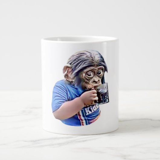 Grande Tasse Singe Enfant Boire mignon drôle mème (Devant)