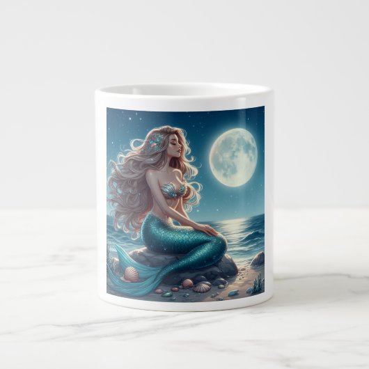 Grande Tasse Sirène sur la plage la nuit (Devant)