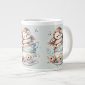 Grande Tasse Sleeping Owl in Stacked Floral Teacups (Devant droit)