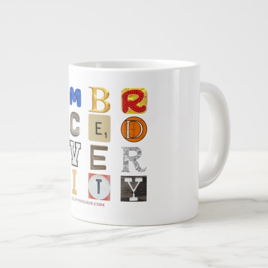 Grande Tasse SlipperyJoe embrasse la métaphore de la diversité (Devant droit)