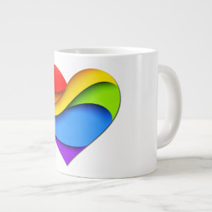 Grande Tasse SlipperyJoe's cœur en forme de couche arc-en-ciel