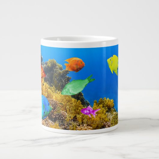 Grande Tasse SlipperyJoe's Fish Pride tropicale vert bleu pourp (Devant)