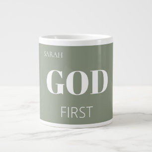 Grande Tasse Slogan de dicton de foi de Dieu vert moderne sage 
