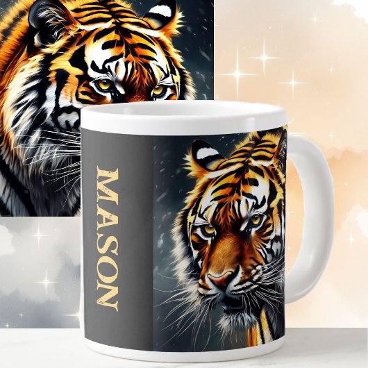 Grande Tasse Snarling Tiger Personnaliser Nom Café cadeau