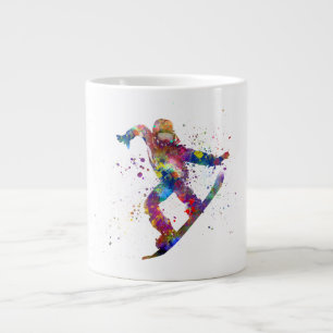 Grande Tasse Snowboard en aquarelle