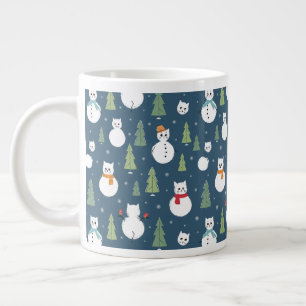 Grande Tasse Snowman Cats Motif de vacances