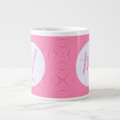Grande Tasse Soft Pink Squiggly Squares Personalized Initial (Devant)