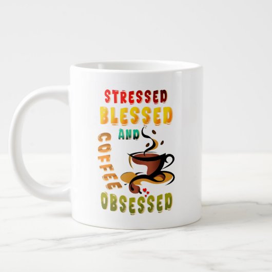 Grande Tasse Soigné Béni Et Café Obsédé (Gauche)