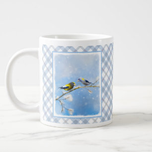 Grande Tasse Soirée Grosbeak Peinture - Cute Original Chien Art