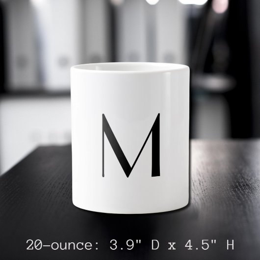 Grande Tasse  solid white - add  black monogram  
