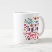 Grande Tasse Someone in Indiana Loves Me Boho Hippie Design (Devant droit)