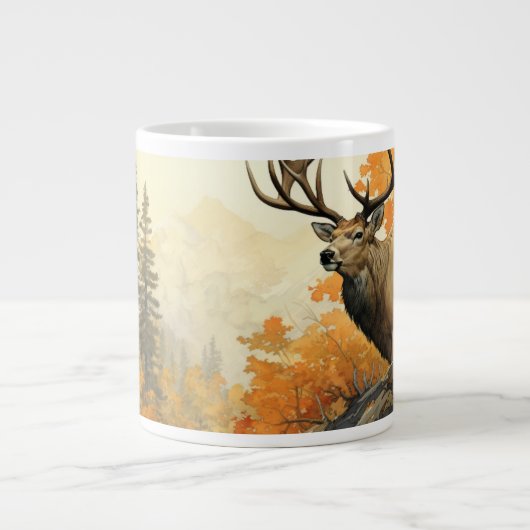 Grande Tasse Splendor indompté : Elk majestueux en automne (Devant)