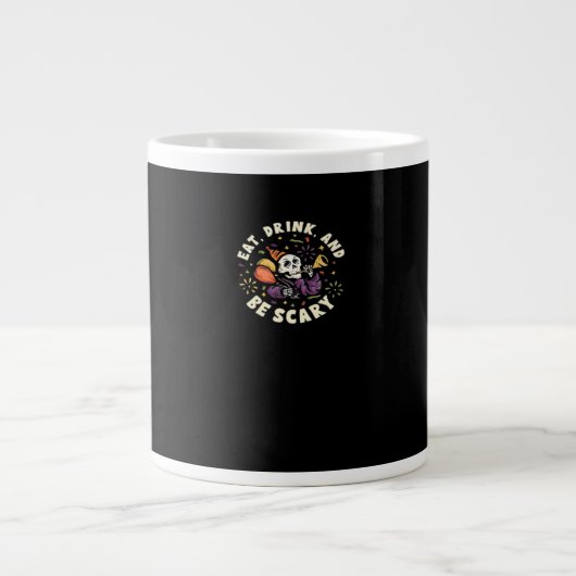 Grande Tasse Spooky Skeleton Celebrating Halloween Eat Drink (Devant)