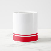 Grande Tasse Sporty Bright Red Bas Racing Stripes Sur Blanc (Devant)