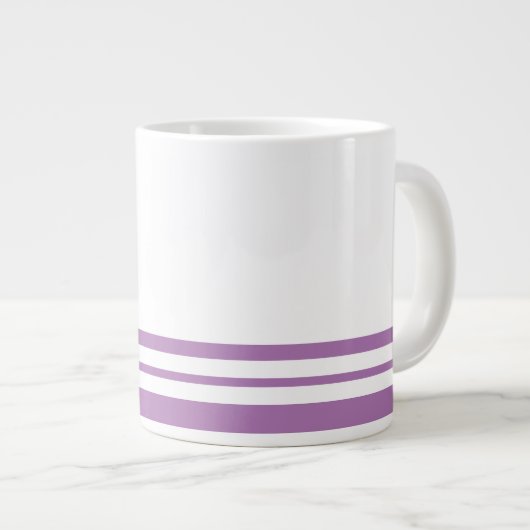 Grande Tasse Sporty Lavender White Bold Bas Racing Stripes (Devant droit)