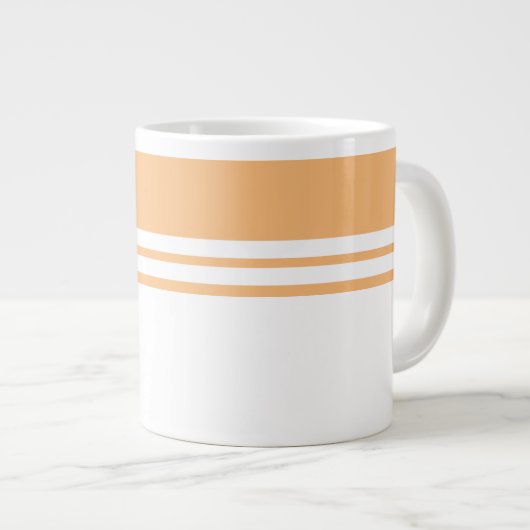 Grande Tasse Sporty Light Peach Orange White Racing Stripes (Devant droit)