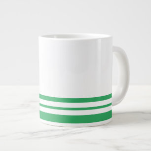 Grande Tasse Sporty Sea Green En Bas De Course Stripes Sur Blan