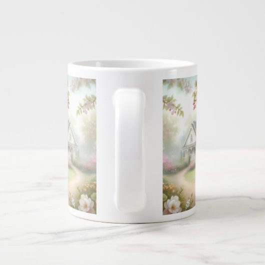 Grande Tasse Spring Birdhouse With Pastel Flowers And Bird (Dos)