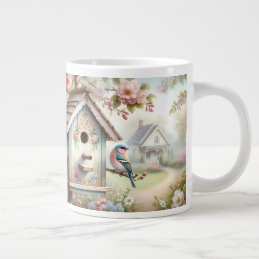Grande Tasse Spring Birdhouse With Pastel Flowers And Bird (Droite)