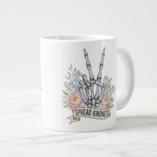 Grande Tasse Squelette de signe de paix "Étendez la gentillesse